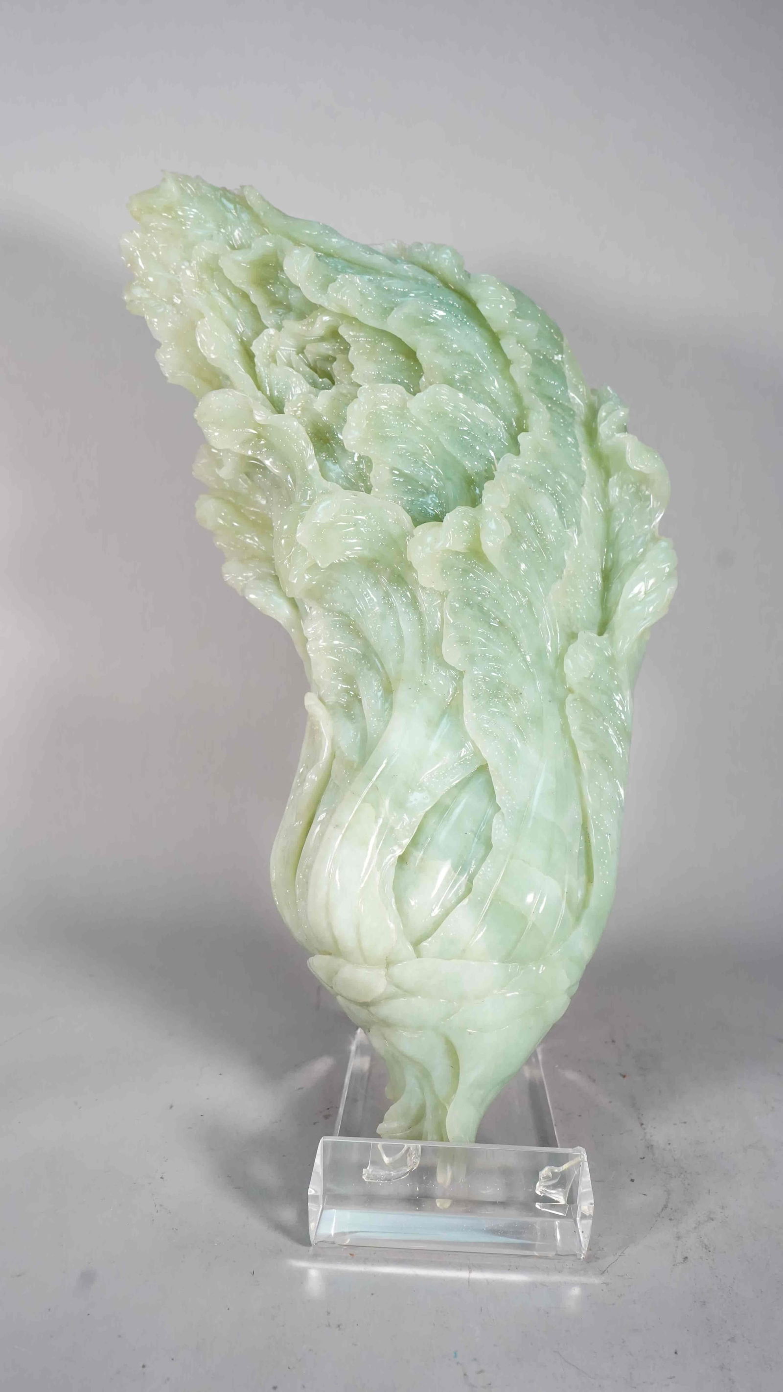 Large Vintage Chinese Jade Carved Cabbage Sculpture Statue (1 of 6)