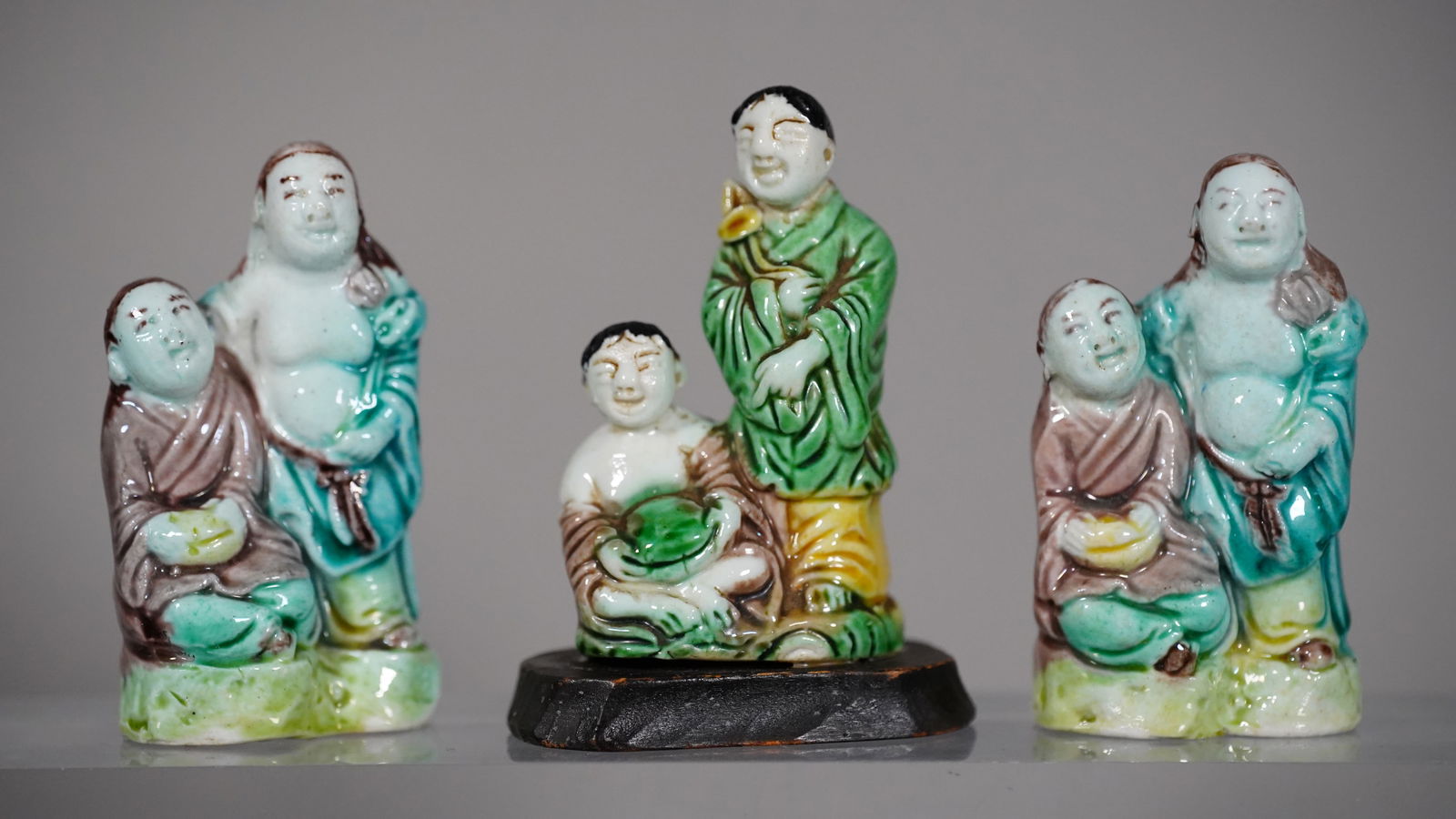 Three 19th Century Chinese Export Famille Rose Porcelain Figures Statue (1 of 6)