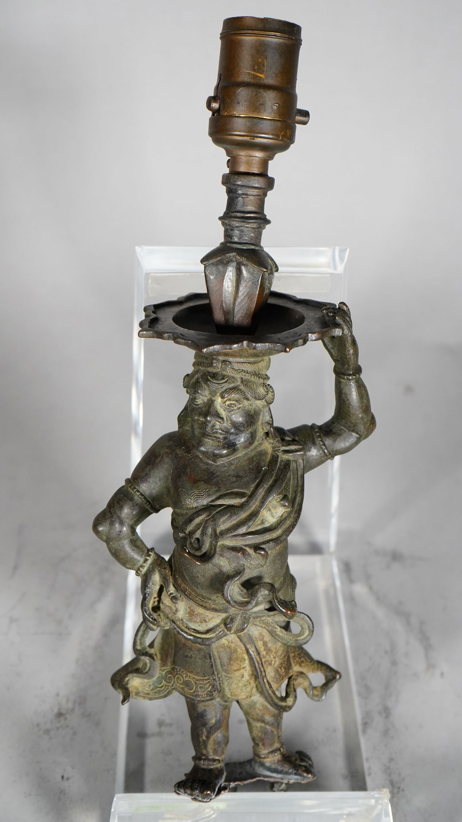 An Old Chinese Bronze Foreigner Candlestick (1 of 6)