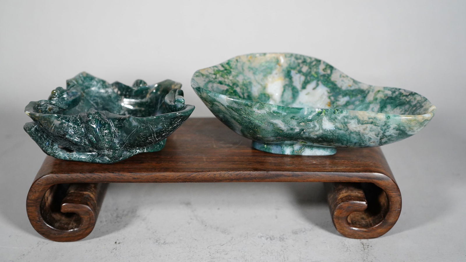 Two Natural Moss Agate & Quartz Gemstone Bowl and Brush Washer (1 of 6)