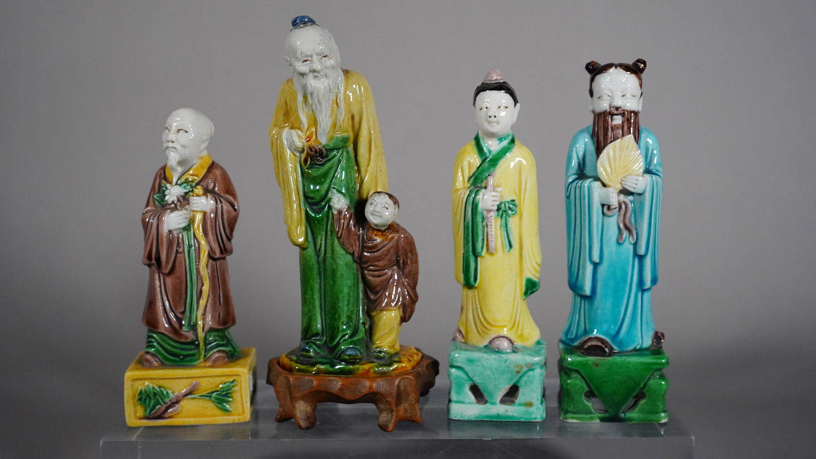 Four Antique Chinese Three Colors Porcelain Immortal Figures Statue (1 of 6)