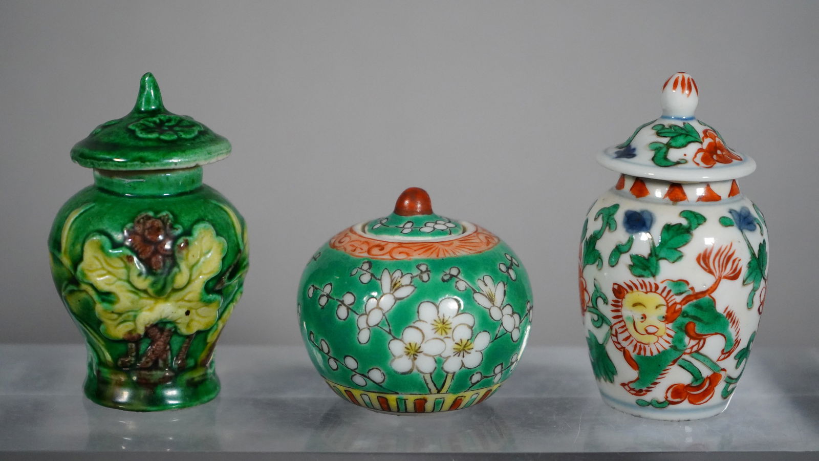 Three Lidded Chinese Vintage Famille Rose Mini Porcelain Ginger Jar (1 of 6)
