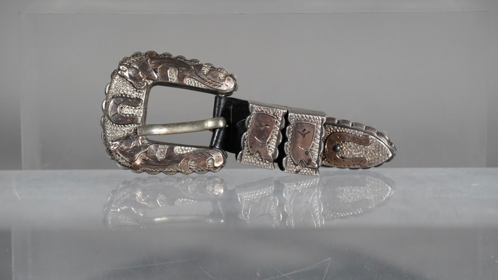 Vintage Western Ranger Sterling Silver Rose Gold Overlay 4 Piece Sterling Belt Buckles Set (1 of 6)