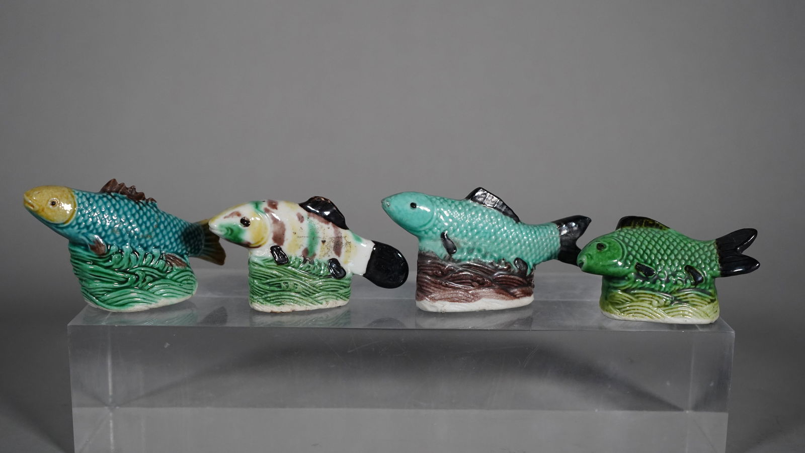 Four Vintage Chinese Rare Ceramic Porcelain Koi Fish Figurines (1 of 7)