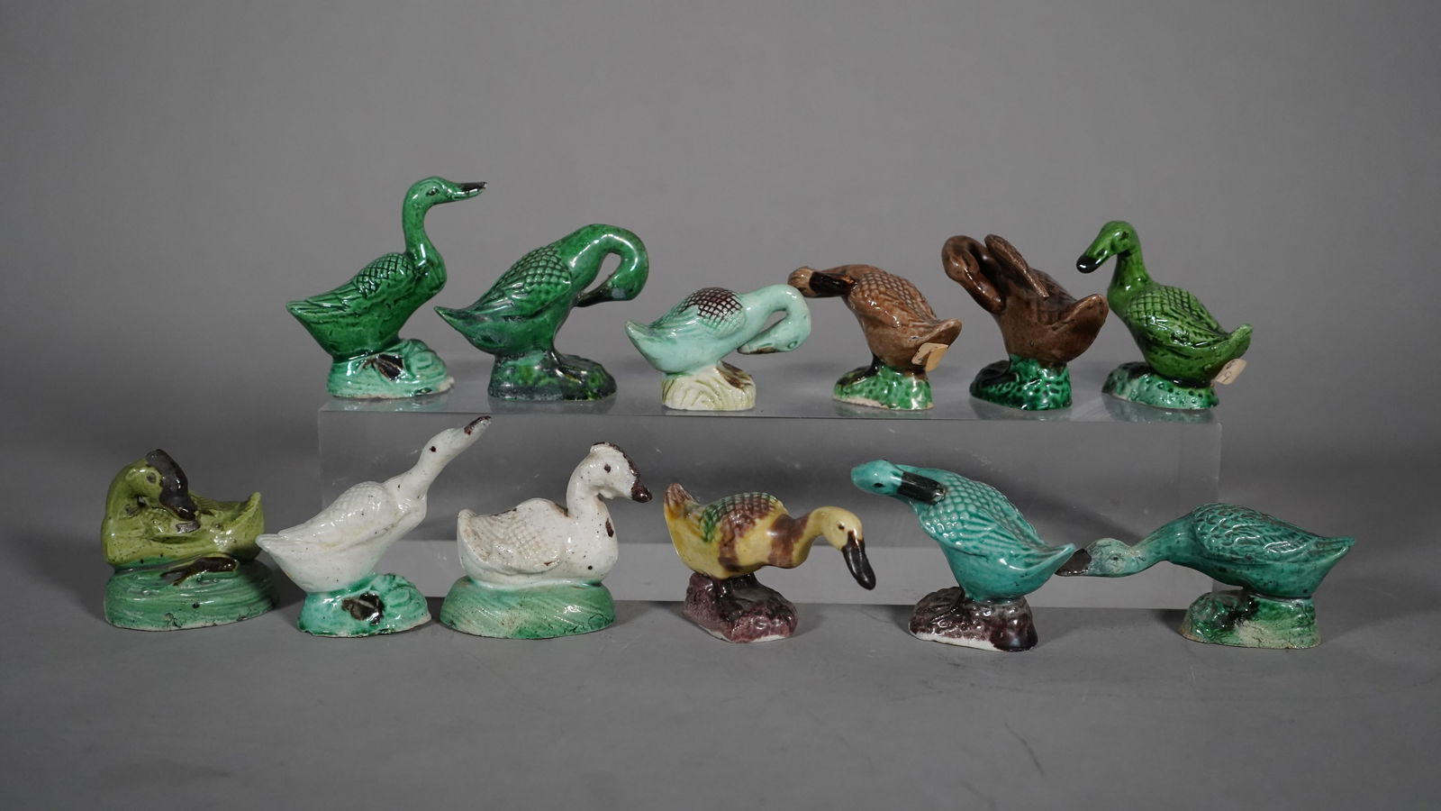 Lot of 12 Marked Antique Chinese Porcelain Mini Duck Statues (1 of 7)