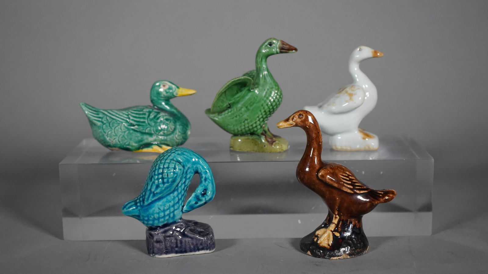 Group of 5 Antique Chinese Porcelain Mini Duck Statues (1 of 7)
