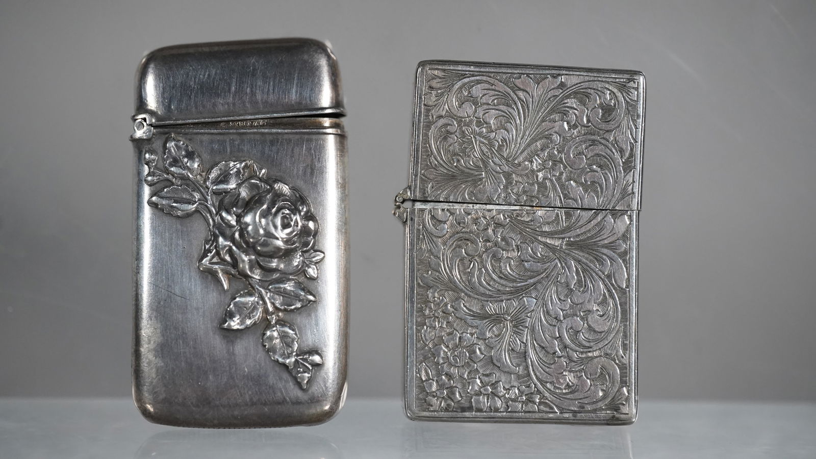 Two Vintage Sterling Silver Carved Floral Pattern Lighters (1 of 6)