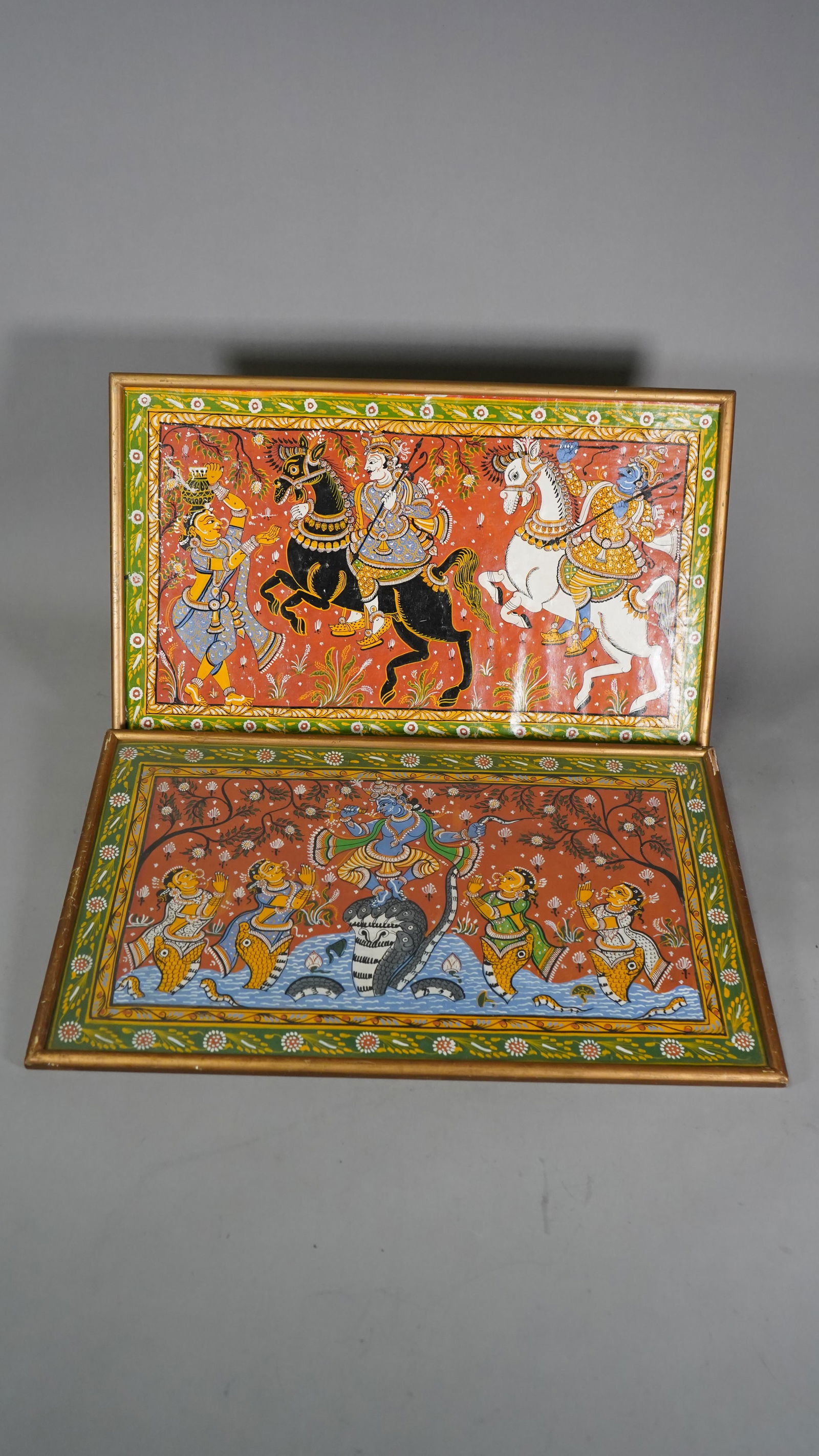 Two Framed Vintage Indian Traditional Pattachitra Paintings (1 of 8)