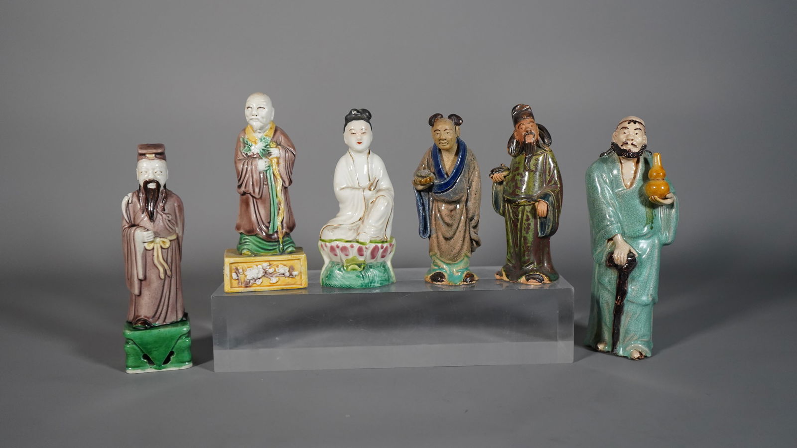 Group of Six Antique Chinese Ceramic Immortal Figurine Statues (1 of 6)