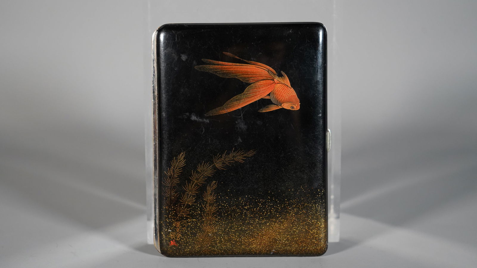 Exquisite Vintage Alfred Dunhill Namiki Black Lacquer  Maki-Ekoi Cigarette Case (1 of 6)