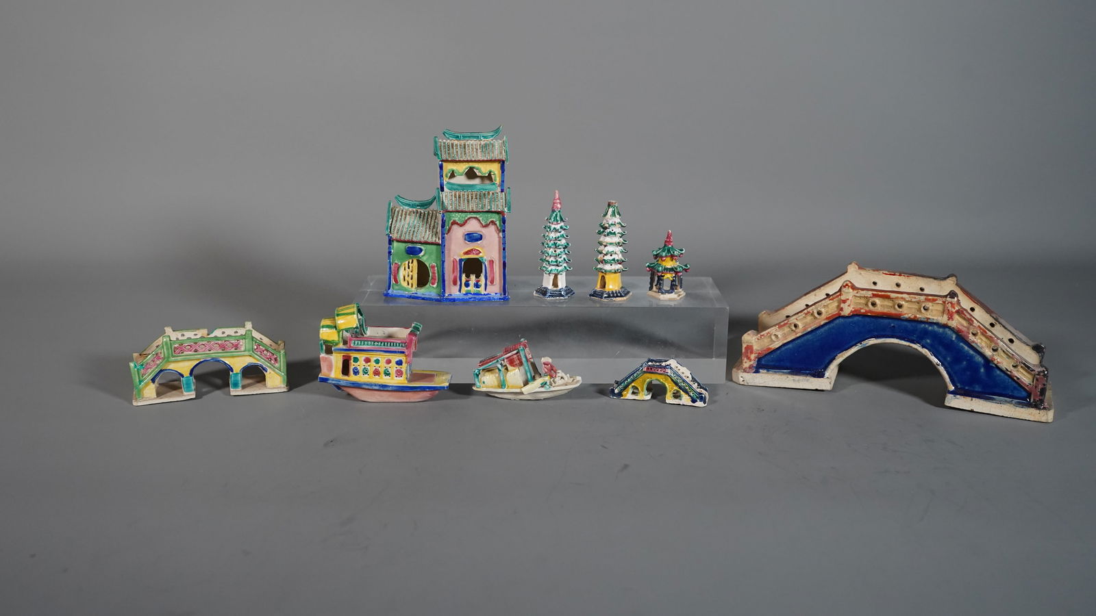 Group of 9 Vintage Oriental Ceramic Mini Bonsai Companion Figurines (1 of 6)