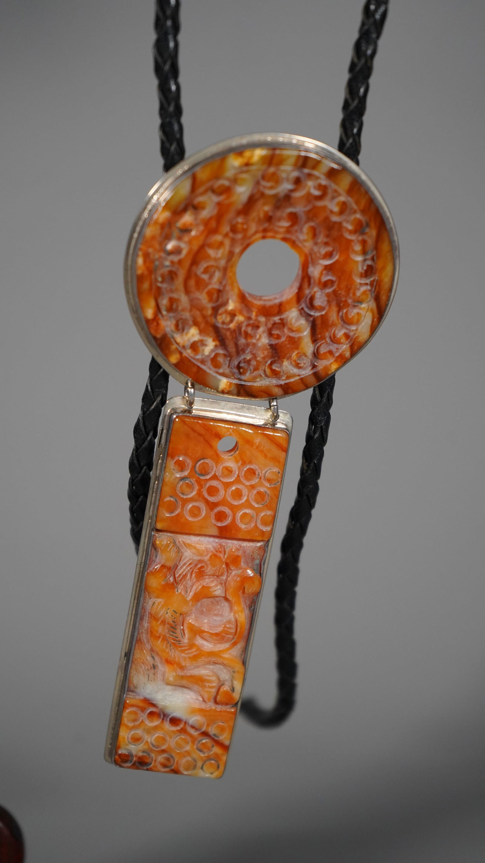 925 Mexican Silver Pendant with Hard Stone Carved Inlaid (1 of 6)