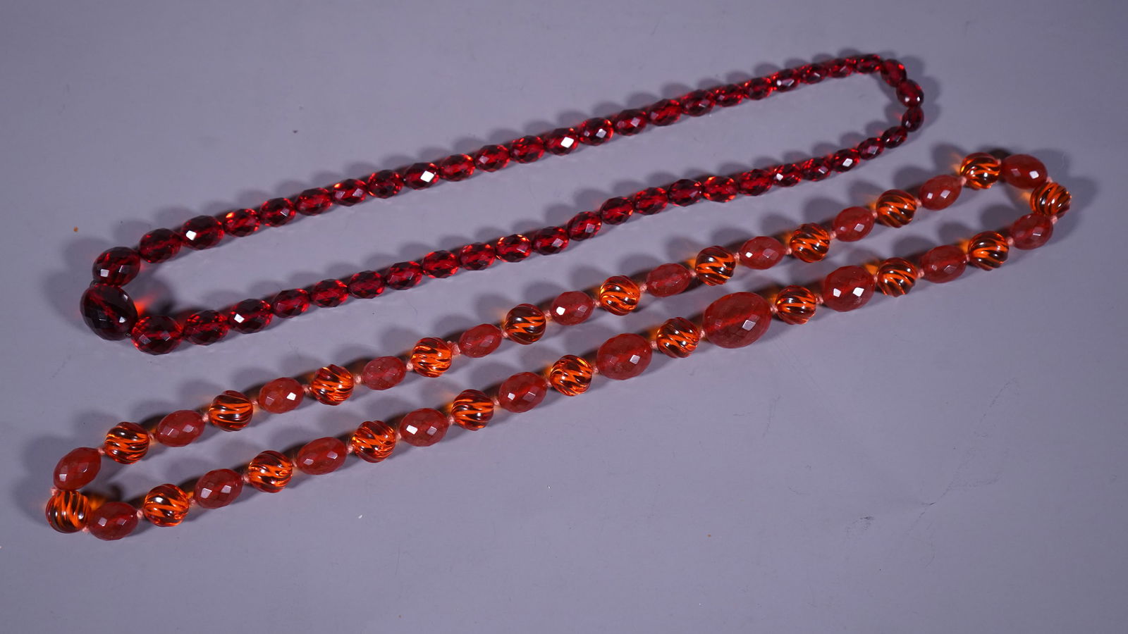 Two Vintage Graduated Faceted Rondelle Amber Bakelite Beads Necklaces (1 of 6)
