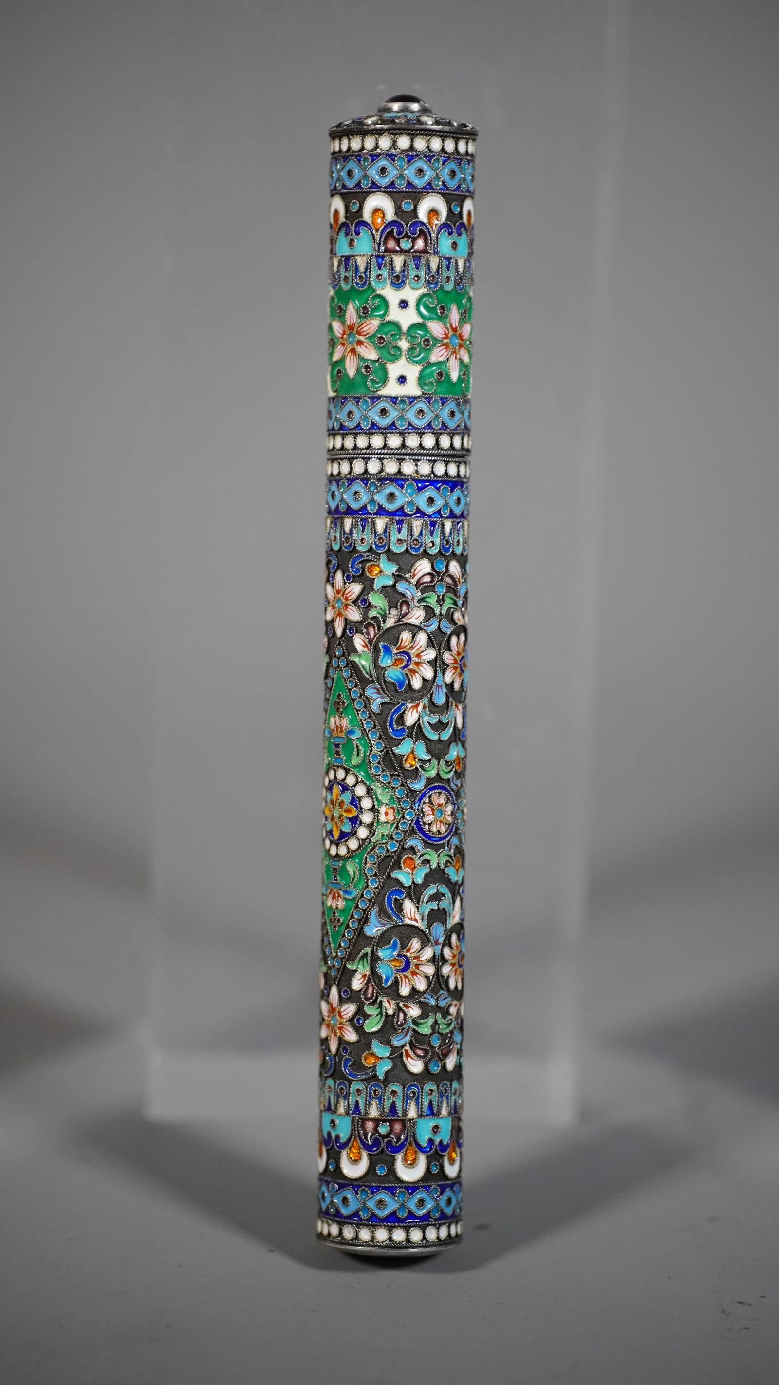 Rare Exquisite Vintage Russian Sterling Silver Cloisonne Enameled Cigar Case (1 of 6)