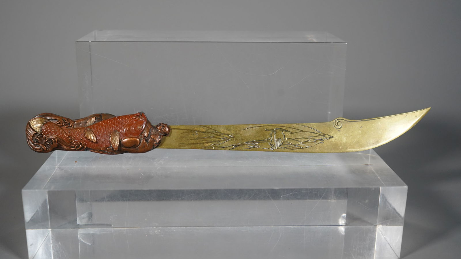 Lovely Japanese Meiji Period Engraved & Embossed Brass Page Turner/Letter Opener (1 of 6)