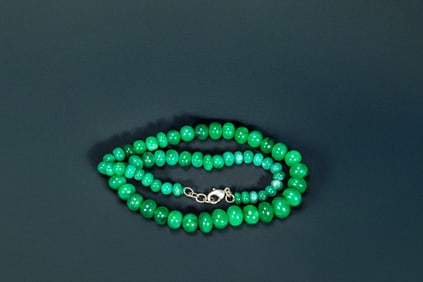 Vintage Customized Necklace w/Natural Green Jade Like Beads