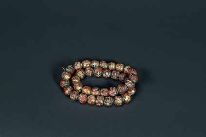 Old Antique Tibetan Handmade Prayer Chained with Gold Clay Beads