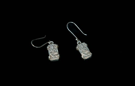 Vintage Pair of LORD SHIVA Set Sterling Silver Pendant Earrings