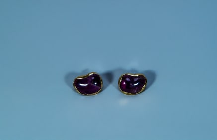 Pair of Vintage Natural Amethyst 925 Sterling Silver Earrings