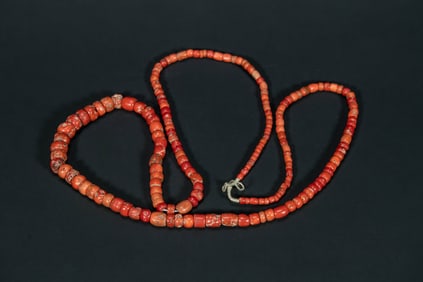 Vintage Customized Traditional Tibetan Prayer Necklace with Natural Red Coral Beads