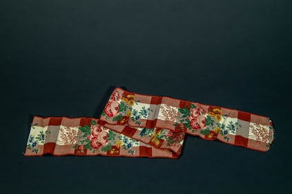 Exquisite Vintage Asian Silk Embroidered Flowers Panel