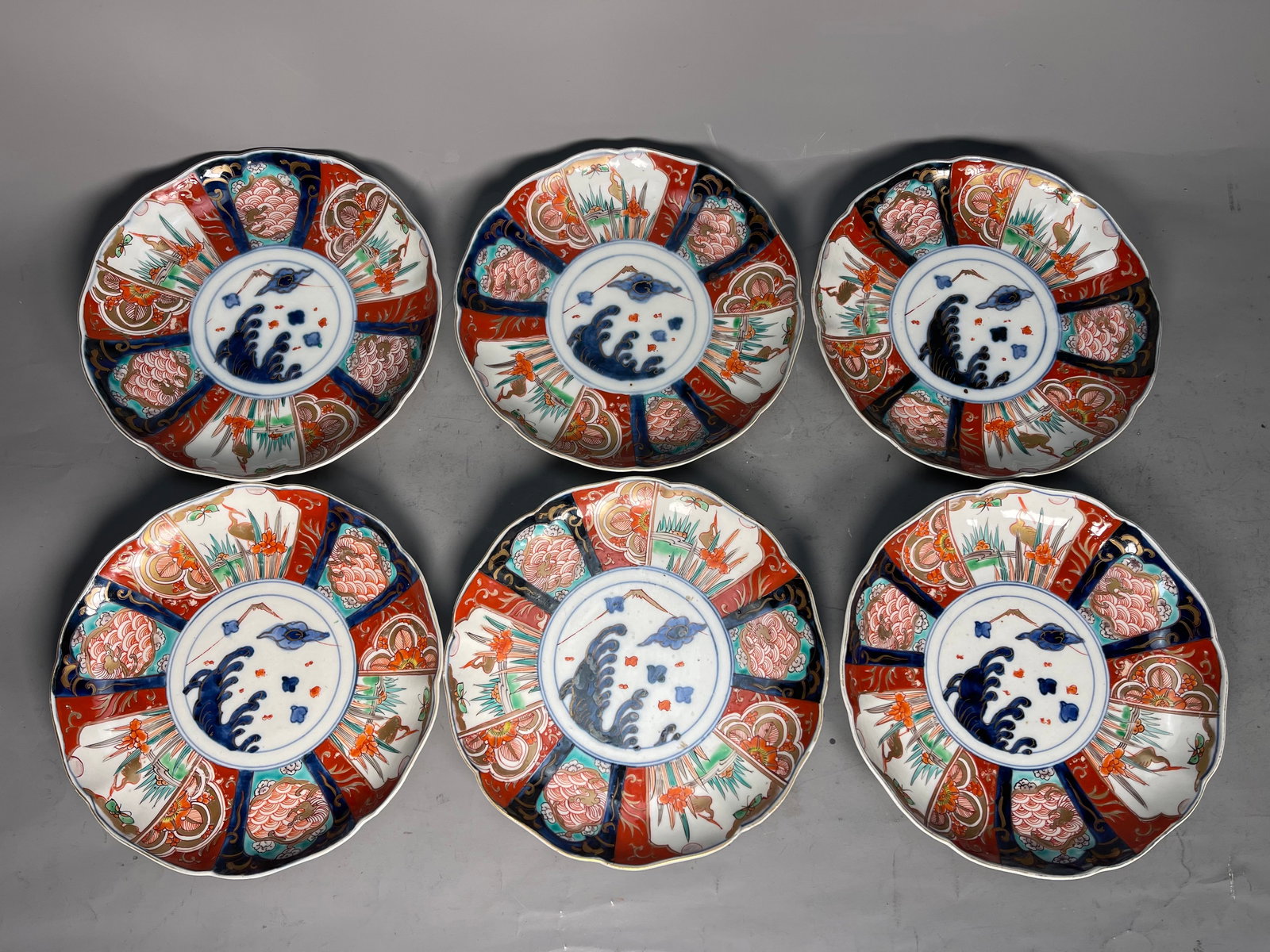 Group of 6 Antique Japanese Imari Porcelain Plates (1 of 6)