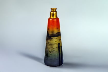 Vintage Hand-Painted Art Glass Perfume Bottle Made in France, Signed