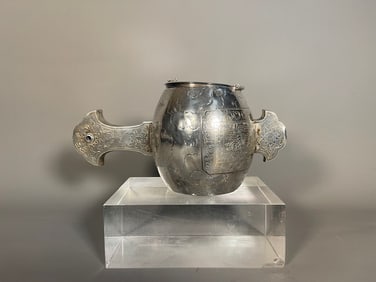 Rare Antique Handmade Ax/Hammer Shaper Silver Tea Pot with Silver Mark