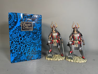 Two Vintage Japanese Samurai Oda Nabunaga Warrior Statues by Veronese Design