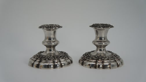 Pair of Vintage England Made Silver Metal Candlesticks with Maker Mark, Made in England