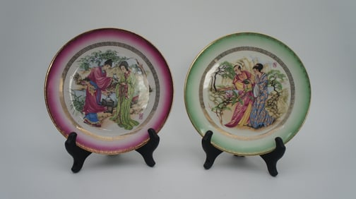 Two Exquisite Germany Imperial Antique Asian Porcelain Plates
