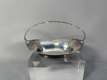 Vintage Webster Sterling Silver Basket with Pierced Floral Clover Motif