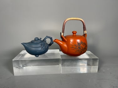 Two Vintage Chinese Yixing Purple Clay Teapot