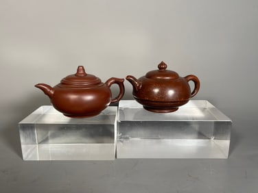 Two Vintage Chinese Yixing Handmade Purple Clay  Teapot w/Maker's Seal