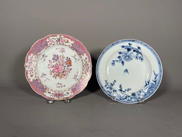 Lot of 2 Antique Chinese Export Porcelain Plates
