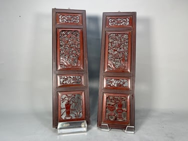 Pair of Antique Chinese Wood Carving Panels