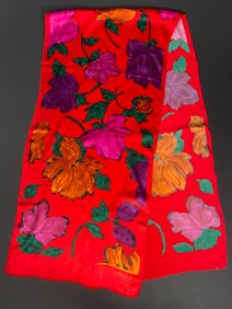 Beautiful Vintage Christian Dior Rectangle Floral  Silk Scarf Wrap