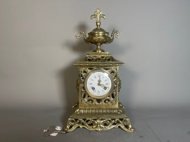 A Stunning Antique French Gilt Bronze Baroque Clock by Japy Freres