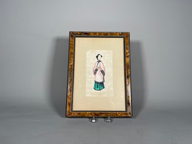 Old Antique Framed Original Chinese Watercolor Hand-Painting on Rice Paper