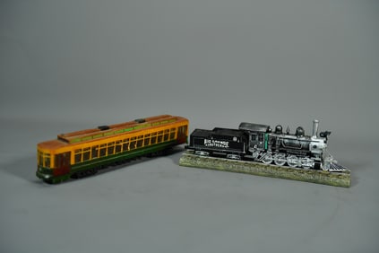 Two Vintage Models Train, Steam Locomotive & Walther's Wood Train Carriage