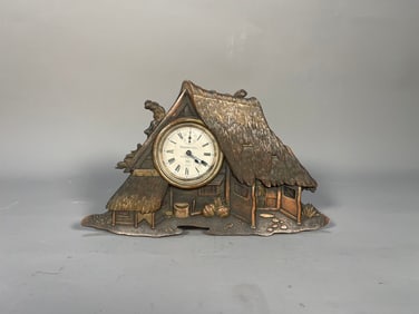Antique "Montgomery Bros" House Shape Bronze Seikosha Clock