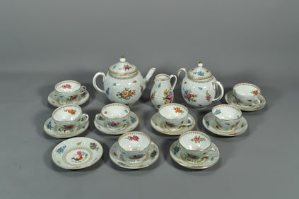 Lot of 22 Antique Tiffany & Co NY Booths Bowing Pheasant Bird & Flowers Tea Set