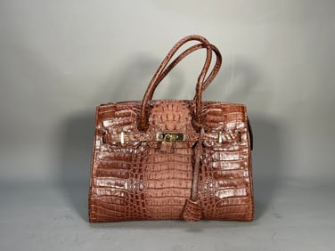 Rare Original Vintage Artesano Reptile Leather Handbag, Genuine Crocodile Skin