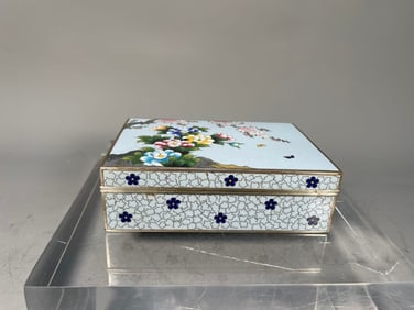 Fine Quality Antique Japanese Hinged Cloisonne Enamel Inaba Signed Trinket Box