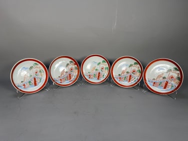 Lot of 5 Antique Nippon Japanese Famille Rose Porcelain Plates