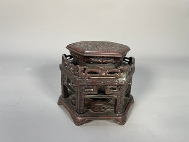 Fine Rare Edo Period Japanese Hexagonal Bronze Metal Stand