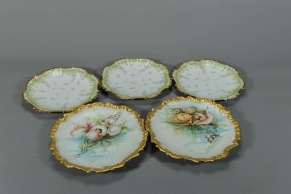Lot of 5 Fine Vintage Antique Hand-Painted Porcelain Plates by Limoges France