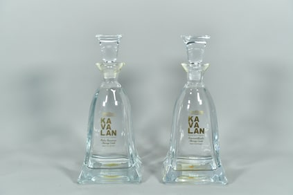 Two Taiwan's KA VA LAN Single Malt Whisky Empty Bottles, 2015.1690 & 2016.0301