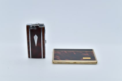 Vintage Ronson Combination Lighter Cigarette Case & Gold Plated Colibri Cigarette Case
