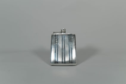 Large Vintage Sterling Silver & Screw-Top Hip Flask by KS Co., 10oz